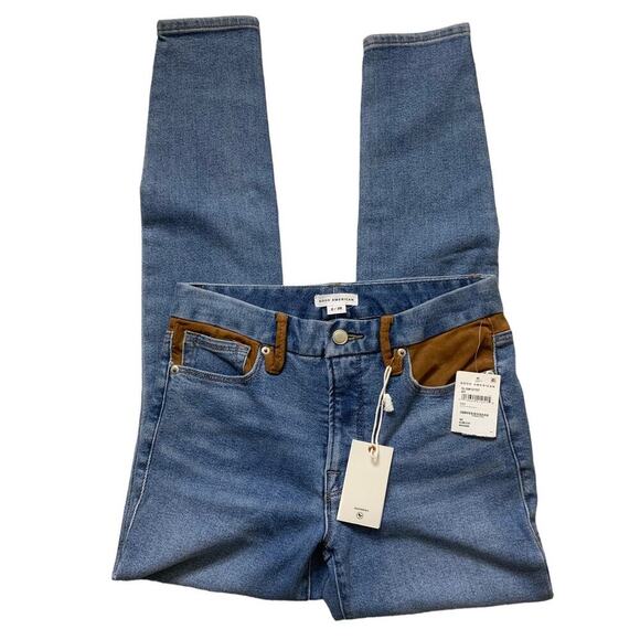 Good American Jeans Women's Size 2/26 Skinny Leg Suede Indigo Med Wash Denim NWT - Picture 6 of 12